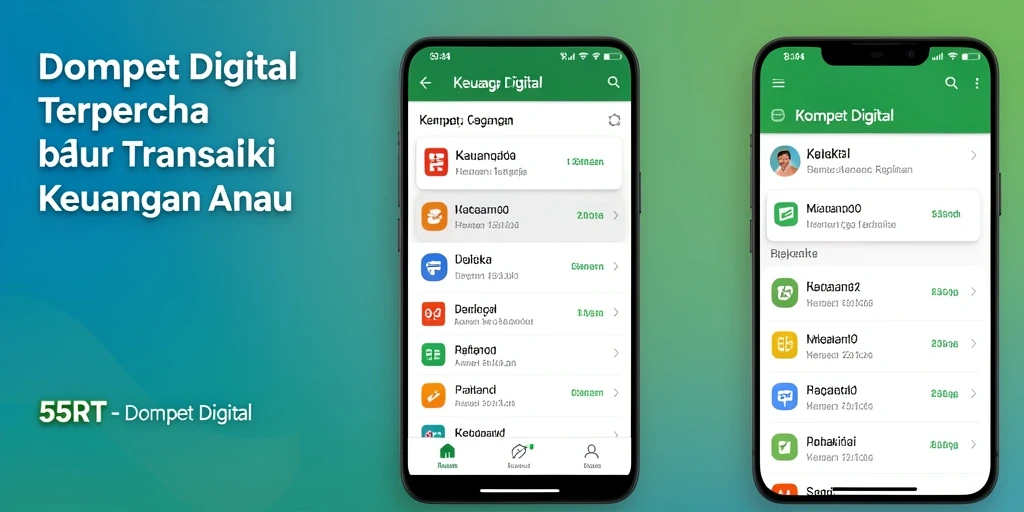 Tampilan antarmuka pengguna aplikasi Dompet Digital 55RT.