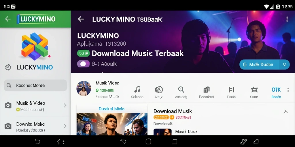 Antarmuka sederhana LUCKYMINO untuk download musik