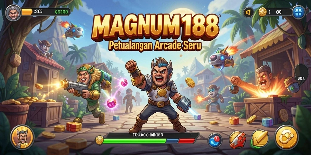 Tampilan antarmuka permainan <strong>MAGNUM188</strong> dengan karakter yang menarik.