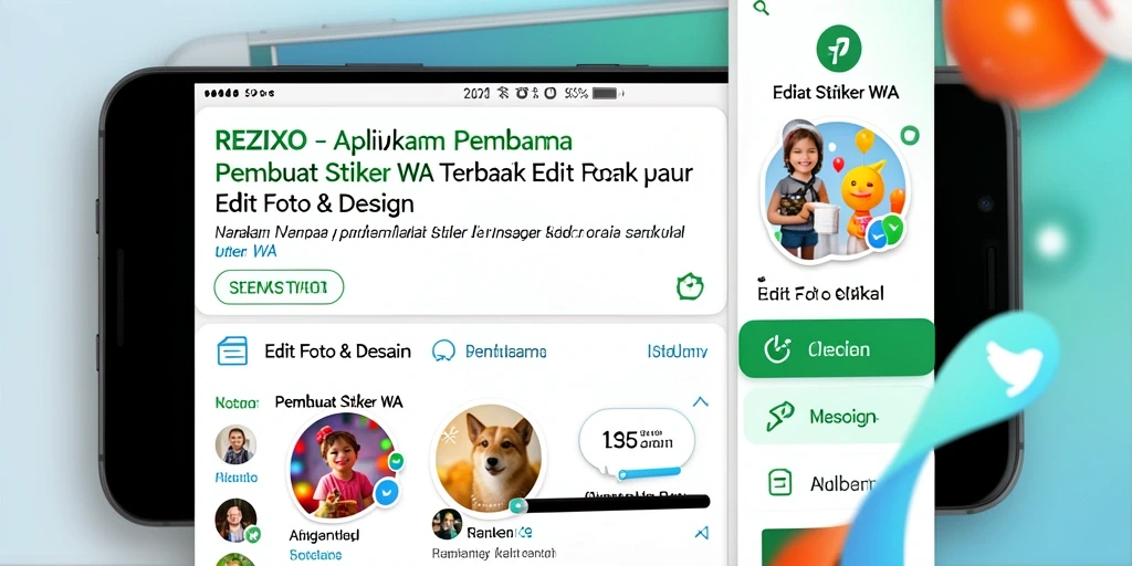 Tampilan antarmuka REZIXO untuk membuat stiker WhatsApp yang menarik.