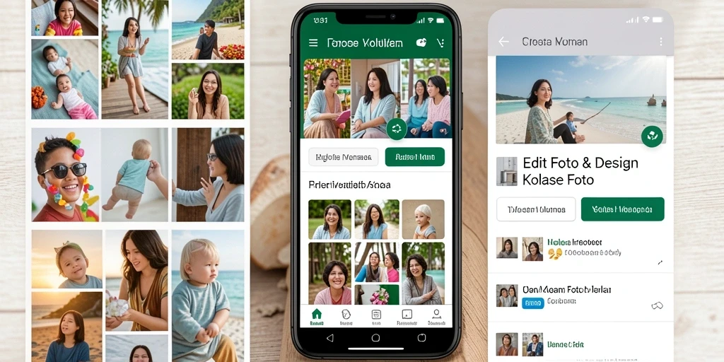 Antarmuka user-friendly dengan fitur kolase foto menarik.